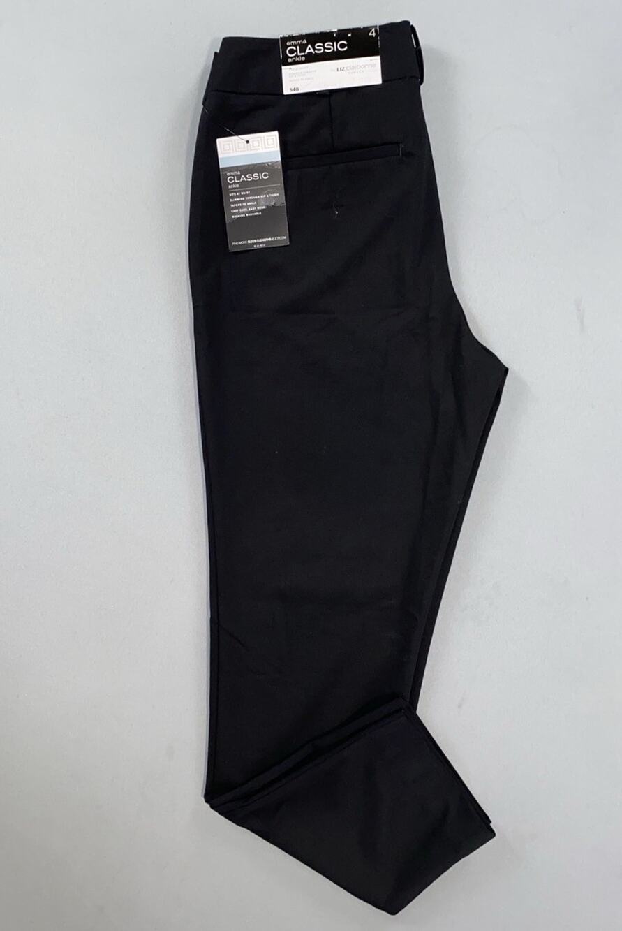 Liz Claiborne Career Emma Fit Classic Ankle Pants, Trousers. Black, Women's 4.